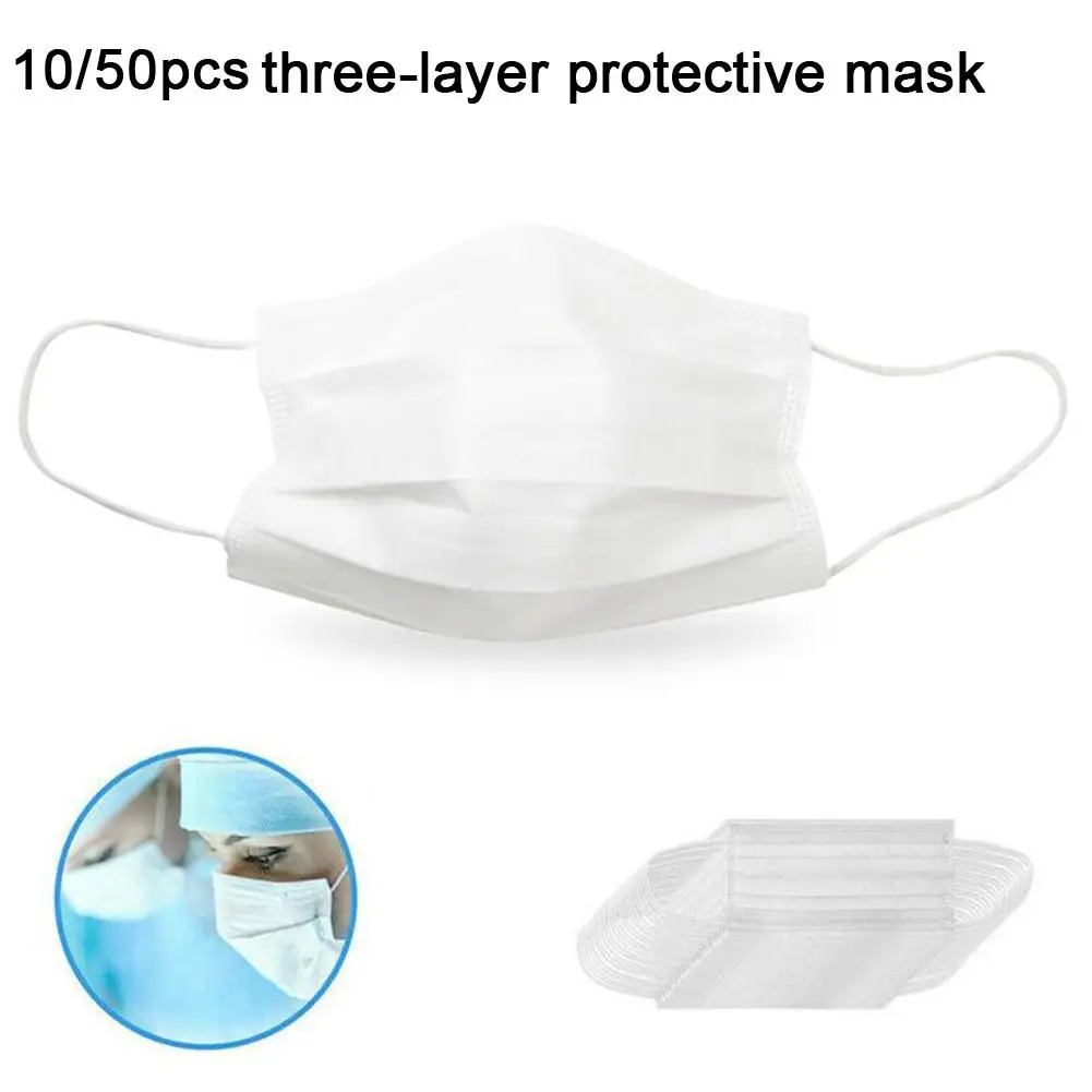 

10/50Pcs Disposable Medi-cal Protection Anti-Dust Earloop Protective Mouth Masks PM2.5 Dustproof Anti Haze Protective Face Mask