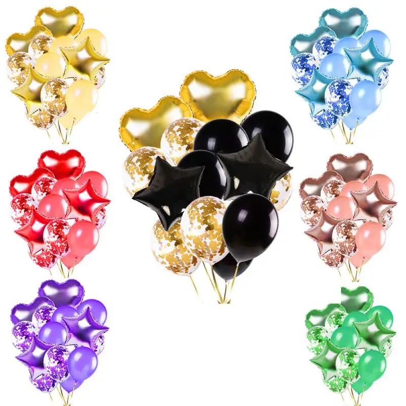

14Pcs Multi Confetti Balloon Happy Birthday Party Balloons Rose Gold Helium Ballons Boy Girl Baby Shower Party Supplies