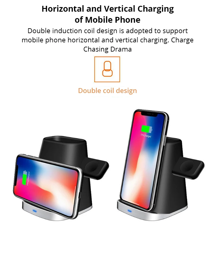 Bonola 3 in1 Wireless Charger Stand For iPhone XsMaxApple WatchAirpods  (4)