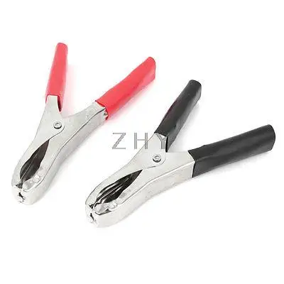 

2 PCS 100mm Long Metal Car Battery Test Alligator Clamp Clip Red Black