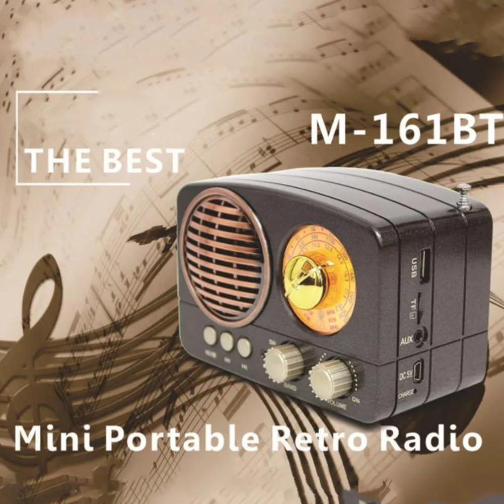 M-161BT ABS AM FM SW подарок ретро многофункциональный динамик с Bluetooth мини радио портативная TF карта слот домашний USB Перезаряжаемый прочный - Цвет: Black
