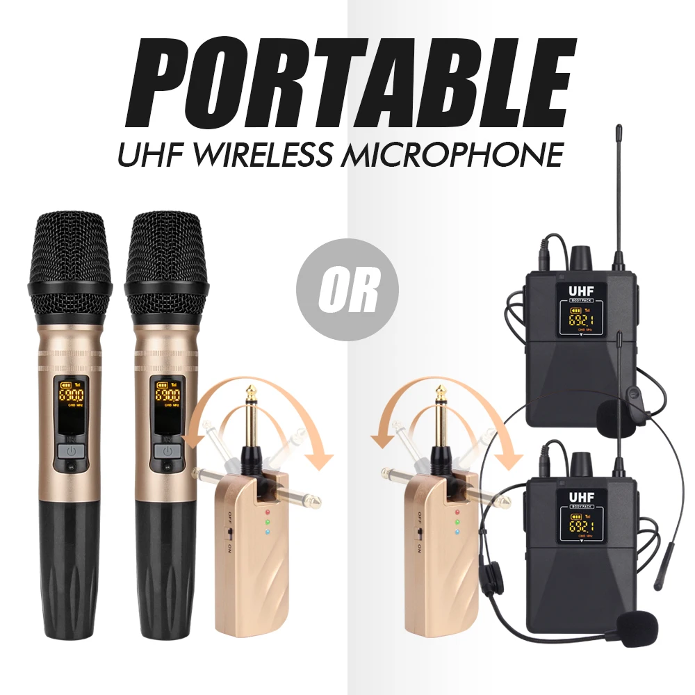 Debra mini 2 канальный переносной беспроводной микрофон с ручной или петличный и гарнитуры микрофон UHF частоты регулируемый микрофон для караоке