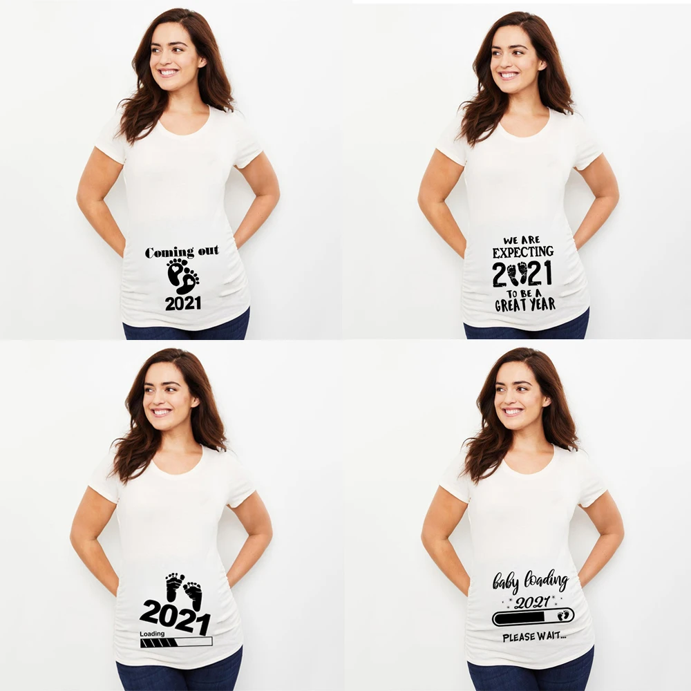 LAPASA T-Shirt de Maternité Femme Tops Vêtements de Grossesse Maillot de Corps Enceinte Manches Courtes Col Rond L55