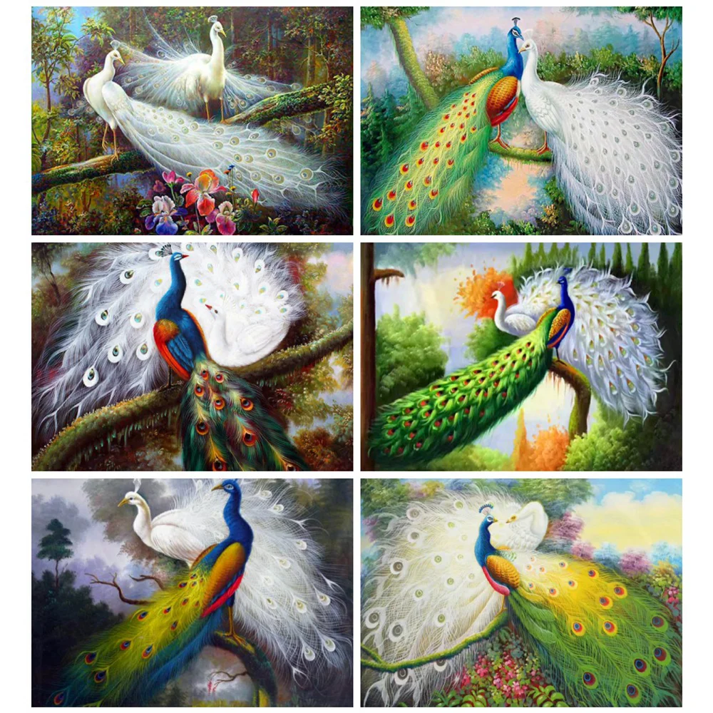 

Huacan Diamond Painting 5d Peacock Home Decoration Mosaic Animal Gifts For Women Full Square Diamond Art