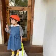 В году, новые весенне-летние джинсовые платья-майки для девочек хлопок, мягкие детские костюмы, корейский стиль, малышей, детское платье-рубашка без рукавов