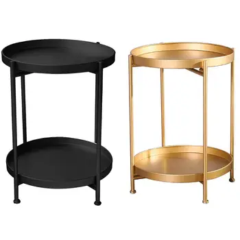 

Double Layer Round Table Nordic Coffee Table Modern Detachable Home Living Room Sofa Table Bedside Multifunctional Movable Table