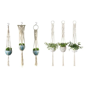 

Macrame Plant Hangers Set of 3 Indoor Wall Hanging Planter Basket Flower Pot Hol