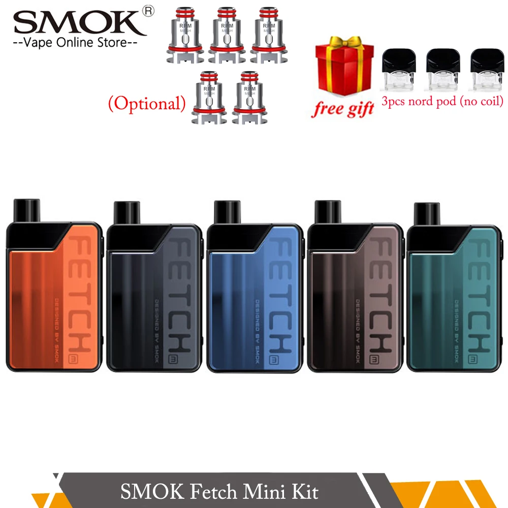 

SMOK Fetch Mini Kit 3.7ml Cartridge 1200mAh battery Pod Vape Kit with RPM mesh Triple Coil vs SMOK RPM40// Drag Nano