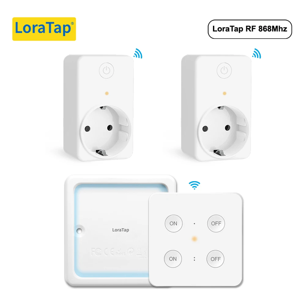 

LoraTap EU FR RF Wireless 16A 230V 3680W Power Socket Plug Kit Control by 2 Channels Magnetic Portable Remote No WiFi No Hub