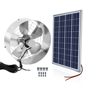 

DC 12V 3000 CFM Commercial Industrial Extractor 65W Ventilator Gable Roof Cooling Vent Fan 25W Solar Panel for Home Ranch