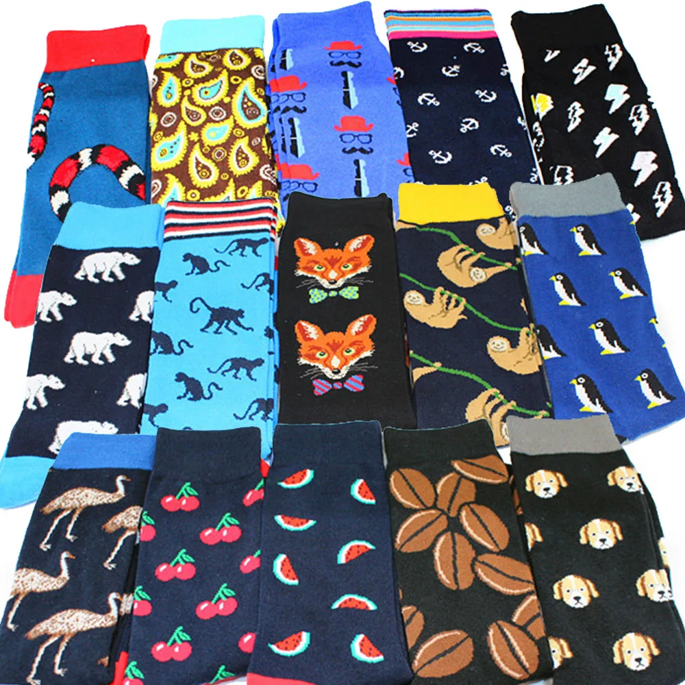 1 Pair Shipping Winter Spring Happy Pattern Socks Cotton Men Funny Halajuku cartoon humored Crew Skateboard | Мужская одежда