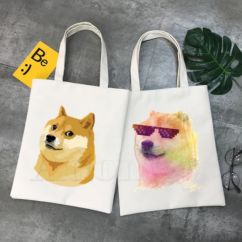 Дизайнерская Холщовая Сумка на плечо Doge Deus God Dogshiba Inu вместительная сумка для