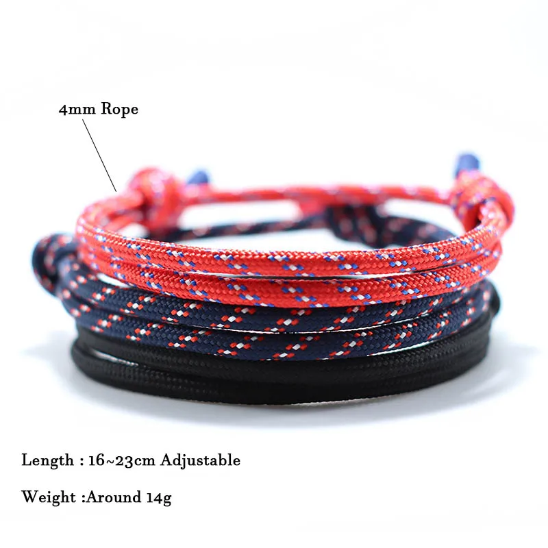 Men's Adjustable Braided Umbrella Rope Bracelet Set - Minimalist Cool Biker Jewelry Gift
