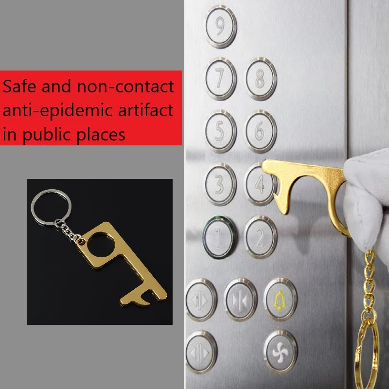 Bottle Opener Non-Touch Door Keychain Multifunctional Metal With Key Ring Safe Elevator Tools Contactless Hot | Дом и сад