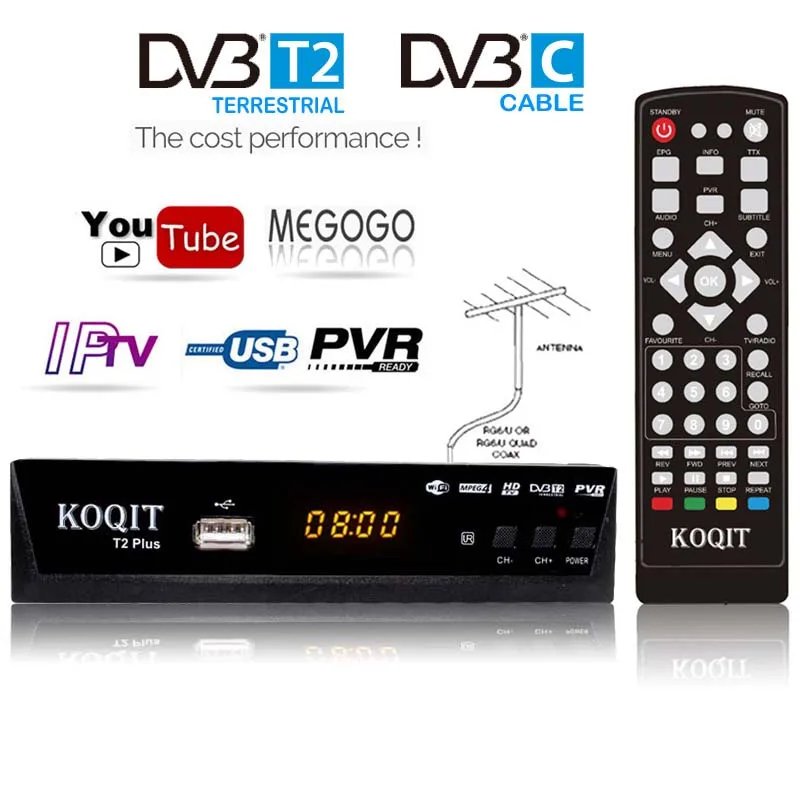 

Free 1080p DVBC Cable Digital TV Box DvbT2 DVB-T2 Tuner DVB T2 TV Receiver IPTV M3u Line USB Dvb-C Wifi Youtube For VGA Monitor