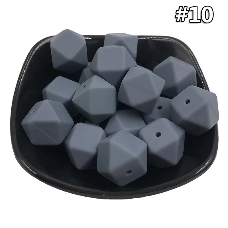 50PCS Beads 10 50Pcs Silicone Beads 14mm Hexagon Beads Food Grade Silicone Teething Colorful DIY Pacifier Clip Tiny Rod Baby Teether Toys Gift - Цвет: 50PCS Beads 10