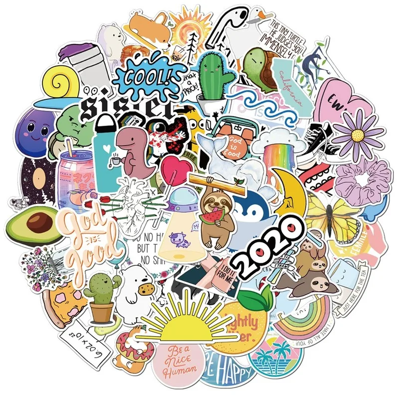 

75PCS Cool Summer Vsco Stickers Pack Pink Girl Anime Stiker for Children on The Laptop Fridge Phone Skateboard Suitcase Sticker