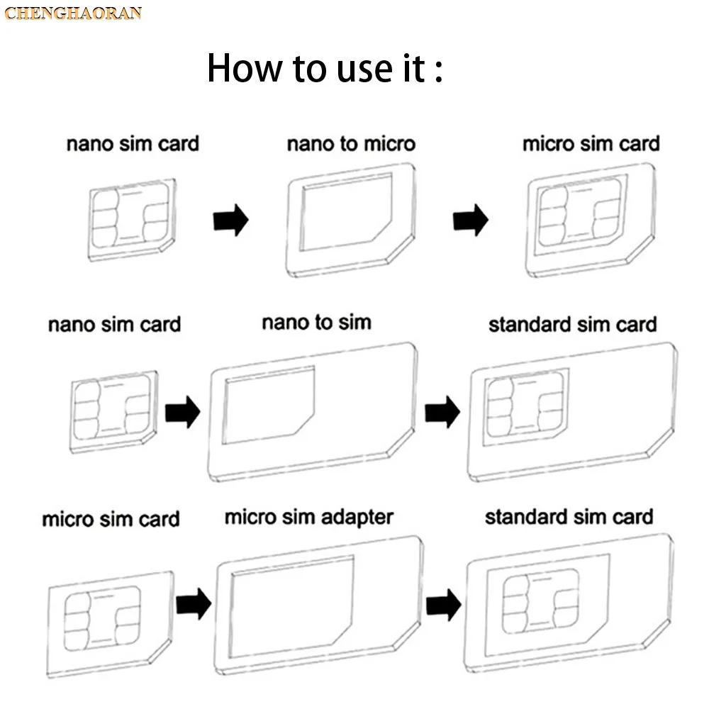100 наборов(400 шт) 4 в 1 Noosy Nano Micro SIM карта адаптер извлечения Pin для iPhone 5 5S для iPhone 6 6plus 7 7plus в розничной упаковке