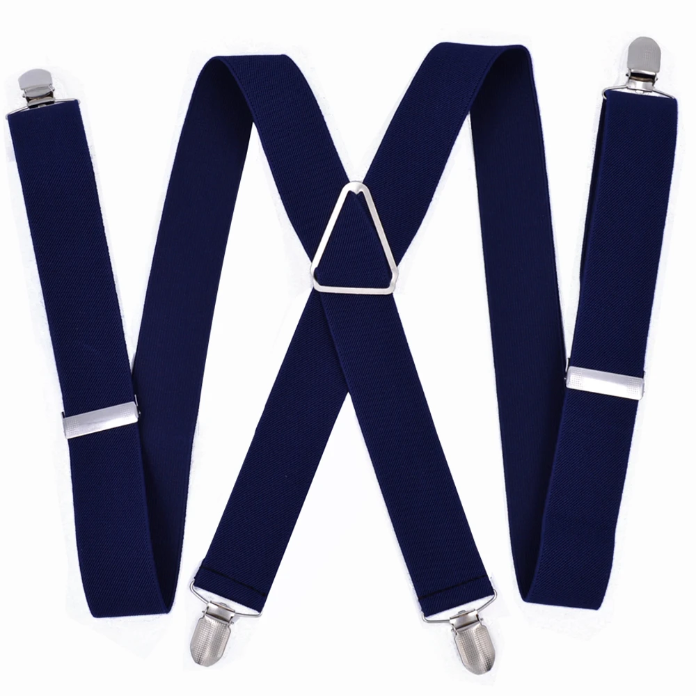 Adjustable Suspender Elastic X Back Pants With Clips Navy Blue For Women And Men