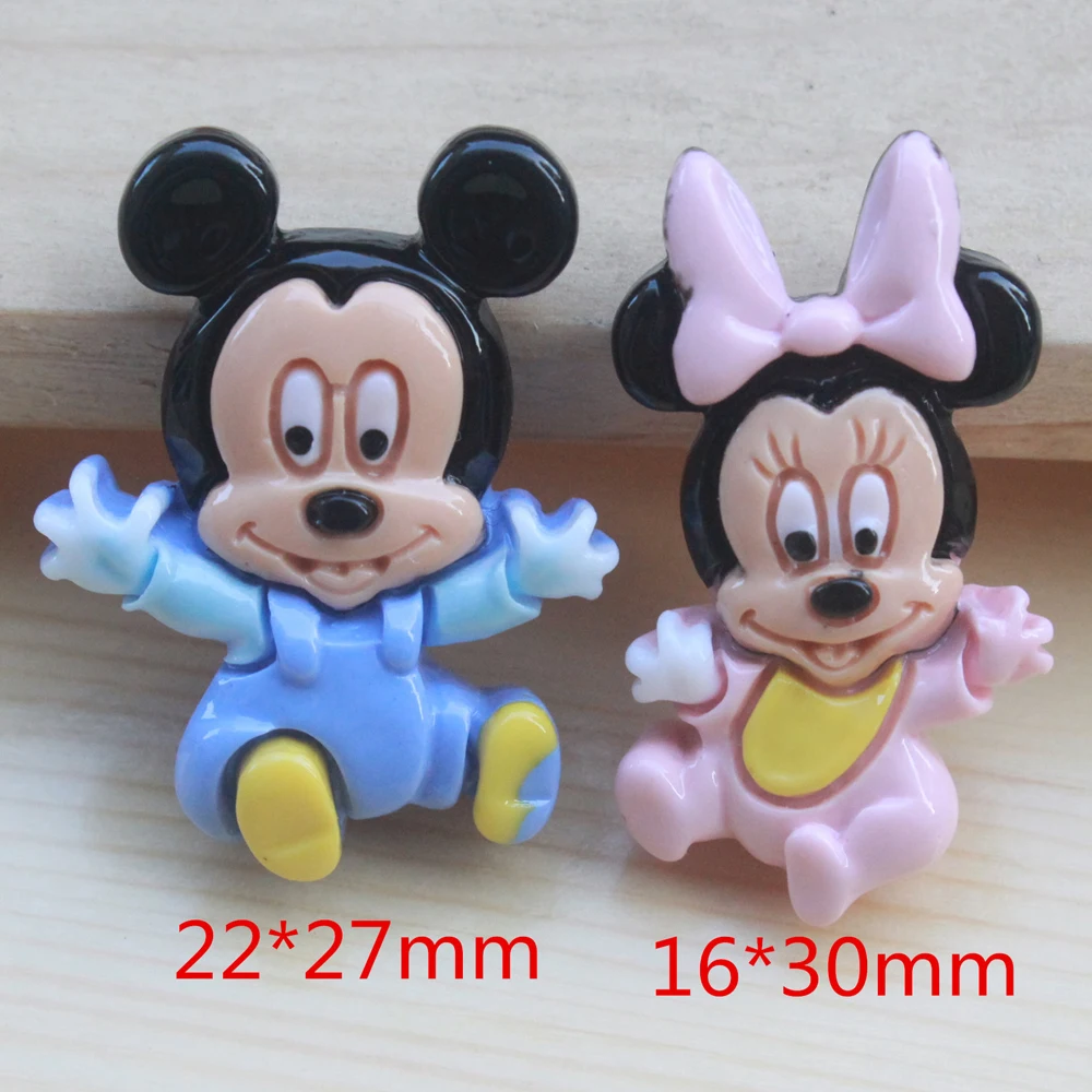 

50pcs 2 Style Mix Cute Cartoon Baby Mouse Flatback Resin Cabochon Miniature Planar Resin DIY Craft Embellishment Hair Bow Center