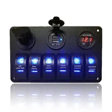 5/6 gang toggle rocker switch painel fusível 4.2a dupla usb tomada display de tensão digital para acessórios do barco caminhão carro marinho