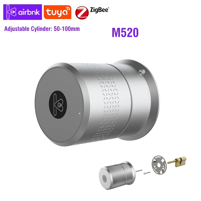 Airbnk M520 Tuya Zigbee Smart Lock Cylinder Fingerprint Lock Bluetooth For Door 50-100mm Thickess WIFI Lock For Smart Home Lock