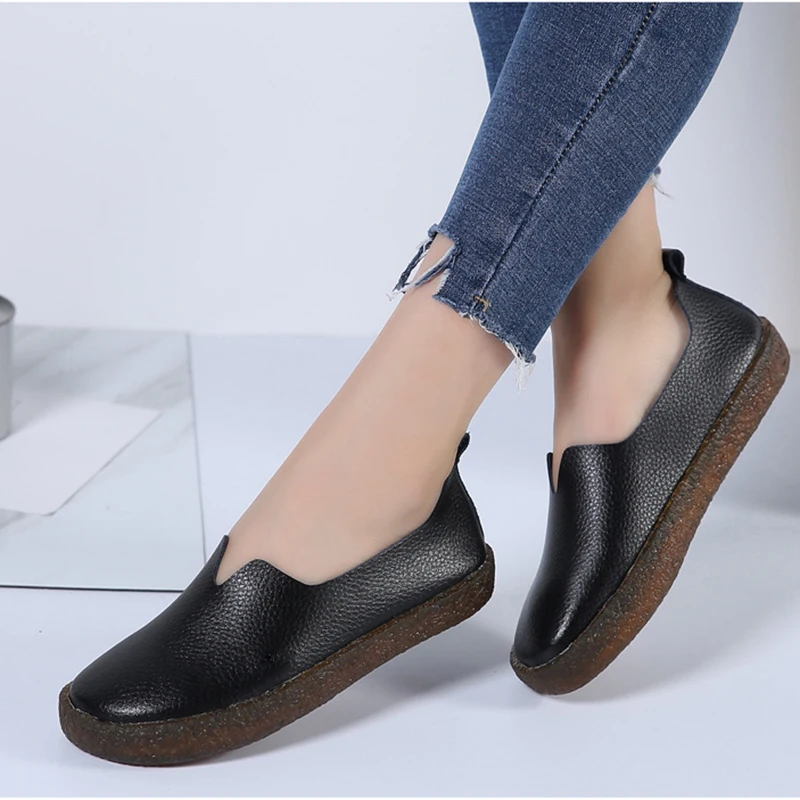 Spring PU Leather Women Flat Shoes 2020 Casual Shallow Sewing Solid Color Women Loafers Summer Beach Women Shoes Flats VT663 (1)