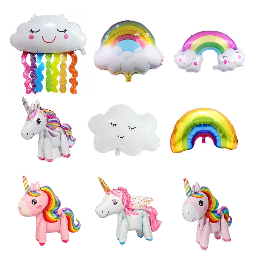 Воздушные шары из фольги в виде радуги улыбки белых облаков аксессуары для