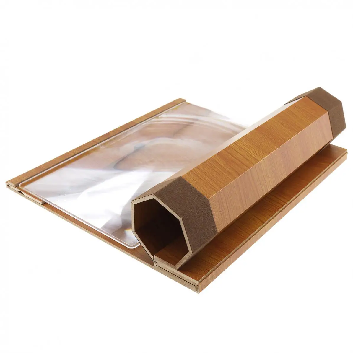 4X 12 Inch Portable Yellow Wood Grain PMMA+ Fiberboard 3D Video Mobile Phone Screen Magnifier with Mobile Phone Bracket