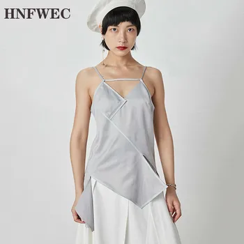 

2019 New Spring Summer Camis Sleeveless Personality Splice Irregular Split Point Hollow Out Backless Women Fashion S039