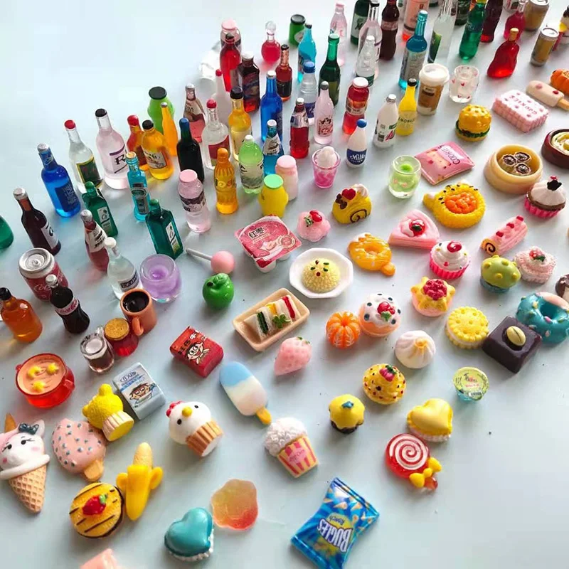 Dollhouse Miniature Food for Blyth Doll Accessories Toys Cake Wine Drink Snacks Fruit Dessert