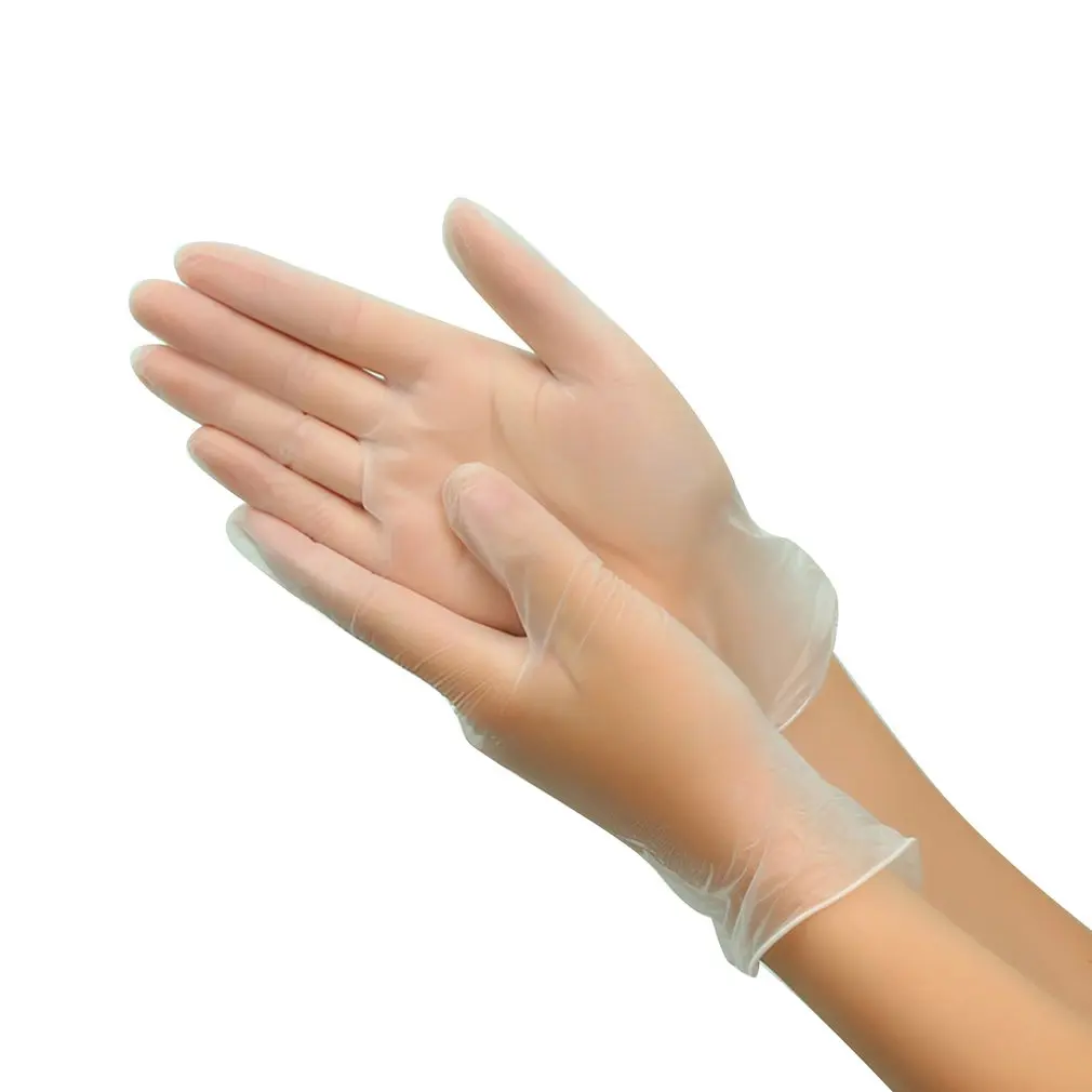 

100pcs Disposable 9 Inch Pvc Transparent Gloves Anti-Puncture Ability Tapered Cuffs Anti-Bacterial Penetration