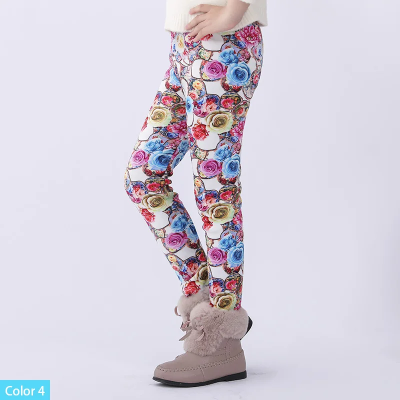 Color 4 SheeCute/леггинсы для девочек плотные теплые штаны для малышей и детей детские штаны с цветочным принтом на осень-зиму SCW101 - Цвет: Color 4