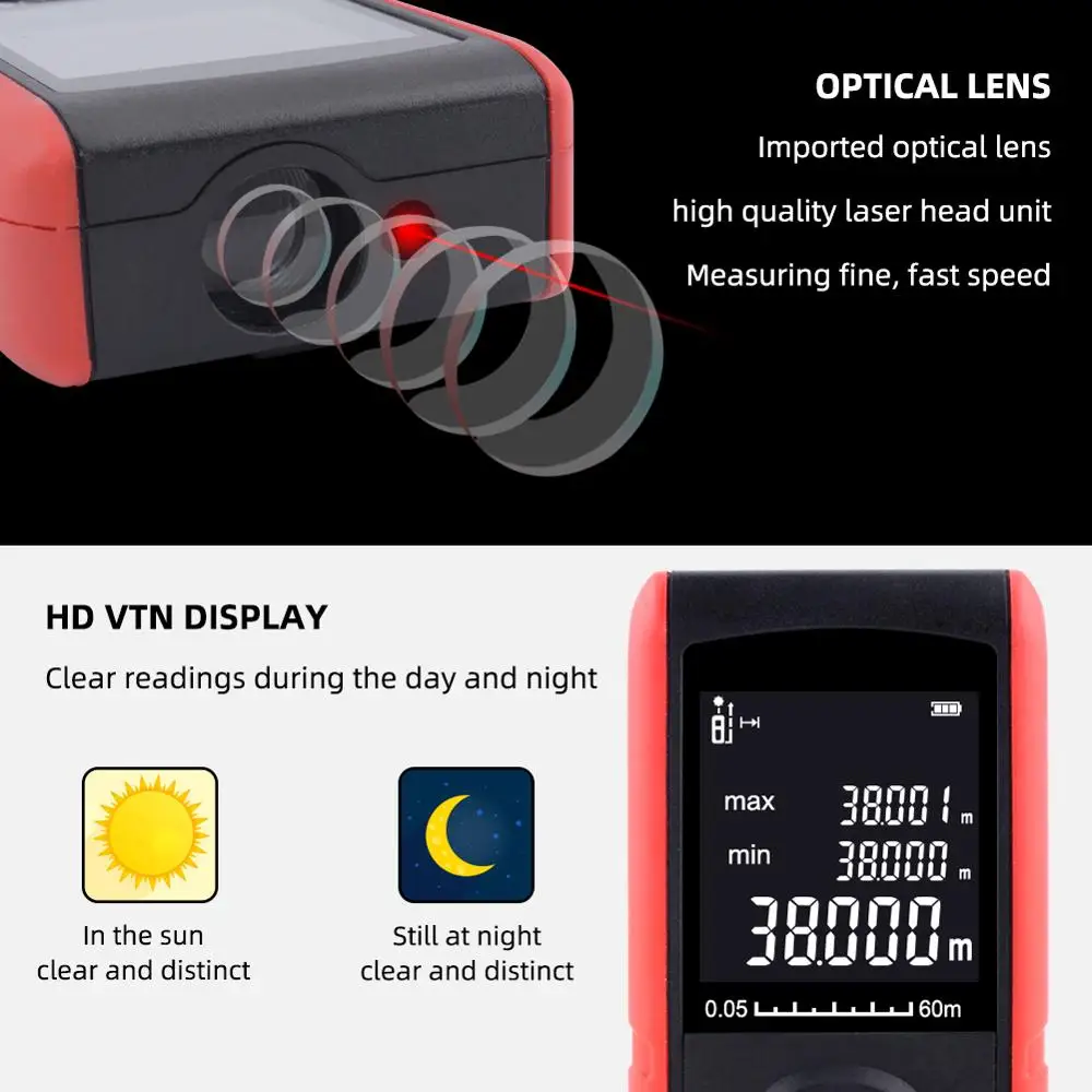 Yieryi Handheld Digital Laser Distance Meter Laser Rangefinder Ruler Distance Measuring Device 40m 60m 80 100m Yieryi Handheld Digital Laser Distance Meter Laser Rangefinder Ruler Distance Measuring Device 40m 60m 80 100m