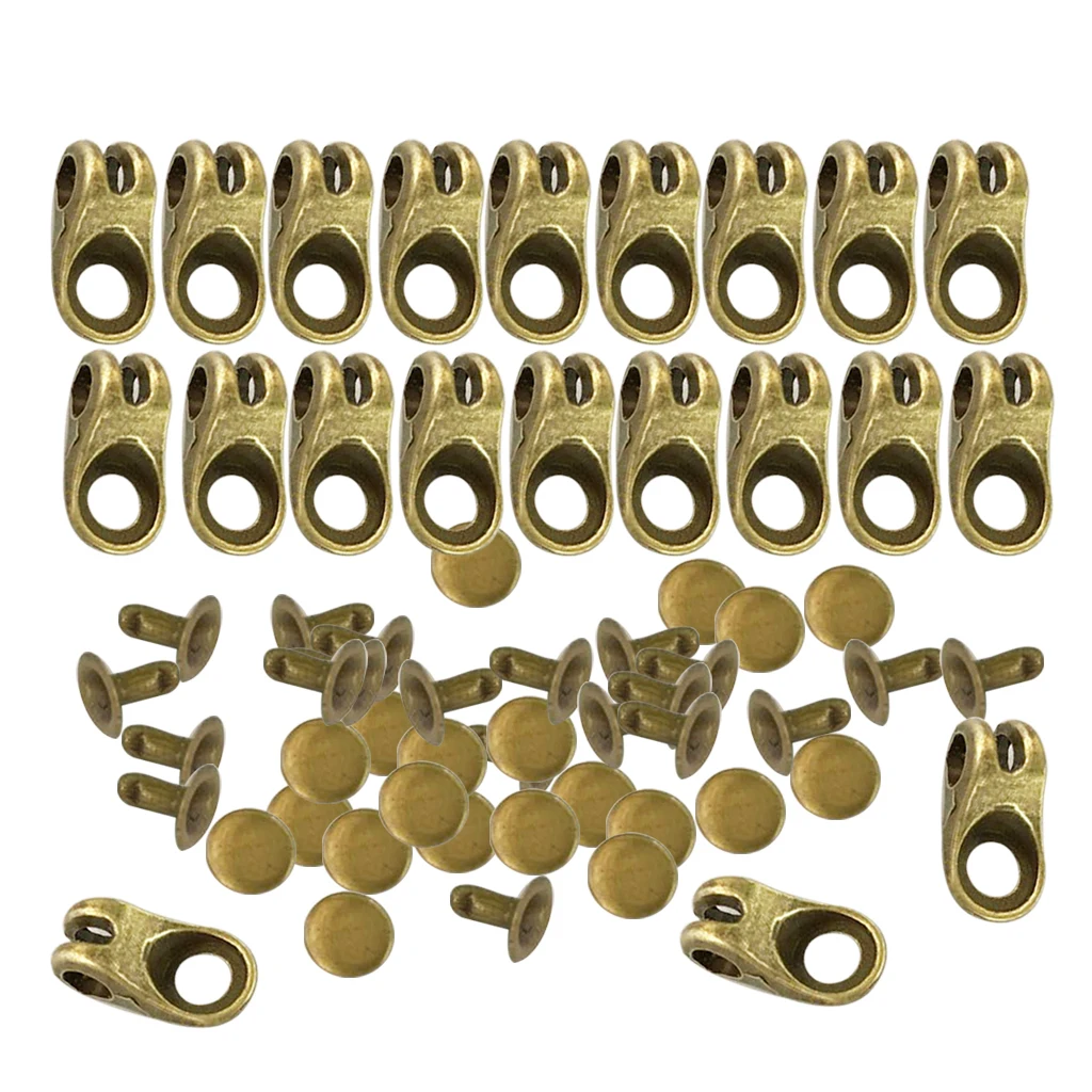 

20 Pieces/Set Metal Plated Boot Lace Hooks Buckles with Rivets for Repair/Camp/Hike/Climb Accessories Antique Gold