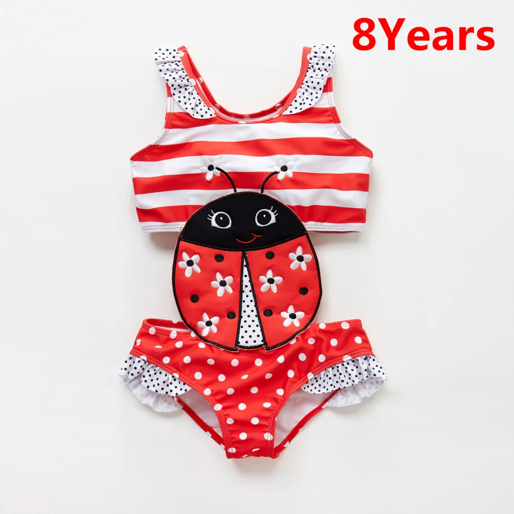 8 years Honeyzone/купальный костюм для новорожденных девочек с вышитой божьей коровкой; цельная одежда для купания для девочек в стиле пэчворк; Banadore - Цвет: 8 years