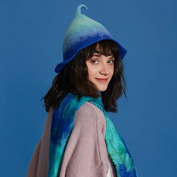 

Casual Hit Color Ladies Cap Handmade Wool Berets Women Hat for Birthday Present Warm Pointed Hats Christmas Winter Girls Beret