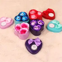 3 шт./кор. розы мыло одноразовые Бумага мыло Портативный Ароматические кусок мыла коробка в форме сердца мыло творческий подарок