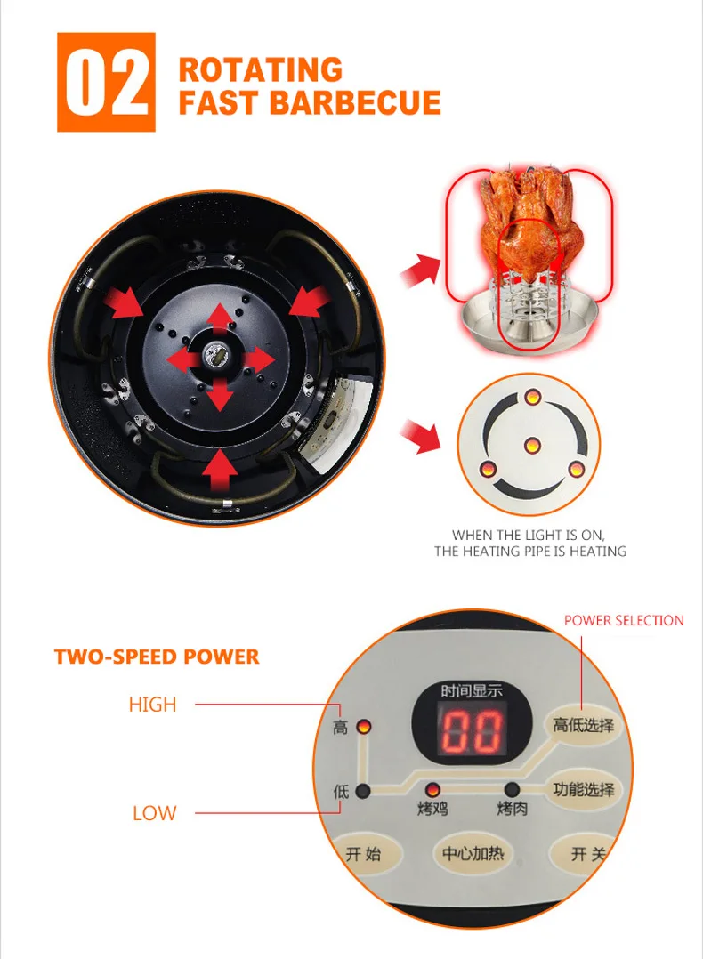 Household Chicken Electrical Grill Vertical BBQ Grill Roast Commercial Barbecue Machine Chicken Grilling Stove Equipment T-01