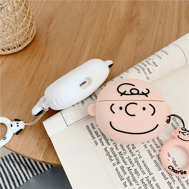 Чехлы для наушников с милым мультяшным рисунком Peanut Comics Snoopy Charlie коричневые для Apple Airpods 1 2 3 Pro силиконовый защитный чехол для наушников