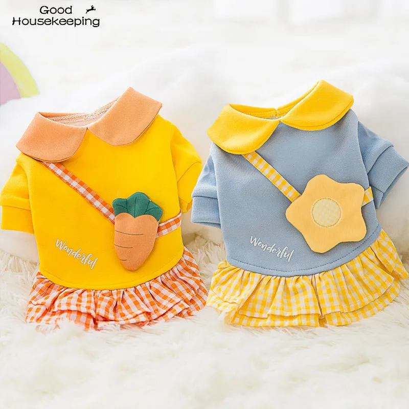 Sweet Cat Dog Dress Pet Clothes Girl Princess Party Clothing Cute Sweatshirts with Bag Wedding | Дом и сад