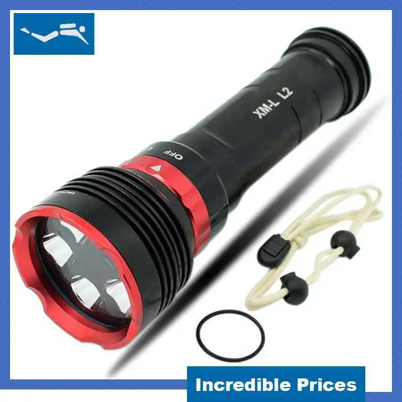 

5x XM-L2 Diving Flashlight 10000 Lumens Dive LED Torch Underwater 100m Waterproof Video Flash Light High Power 18650 Lanterna