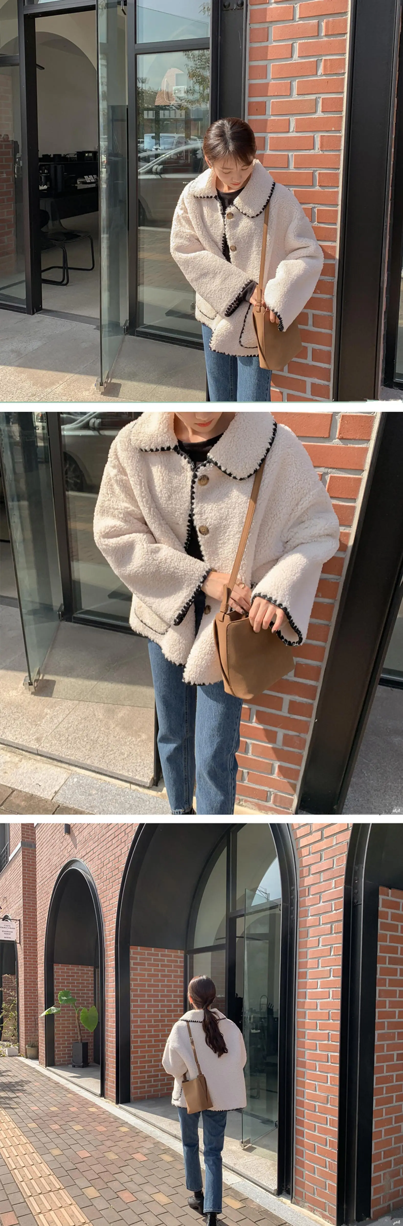 Spot winter new South Korea ins retro bit lambs wool warm lamb fur coat lapels