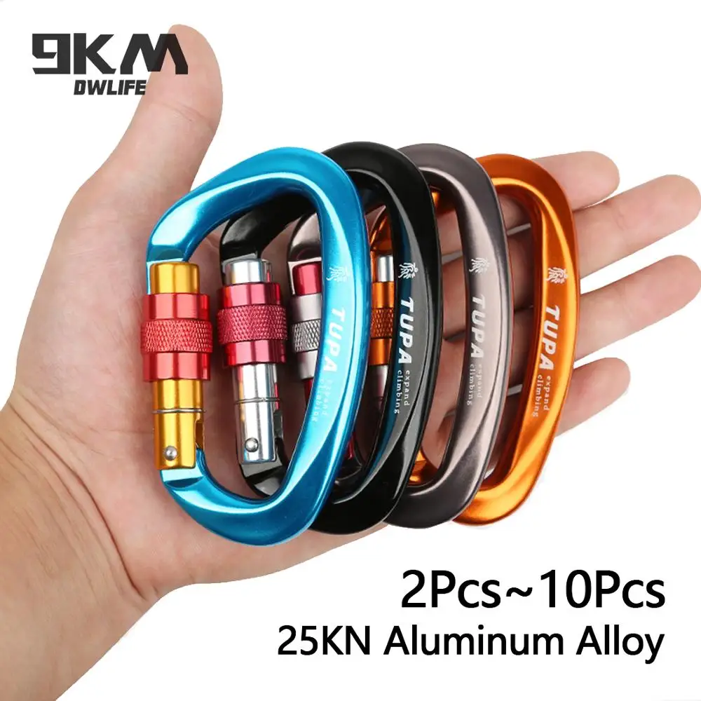 

Carabiner Climbing Aluminum 2Pcs Screw Locking D-Shape 25KN Outdoor Security Camping Hiking Equipment Lightweight Durable Strong