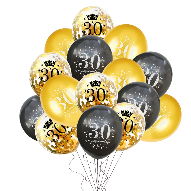 15pcs balloon WEIGAO 15 шт. шары с золотыми конфетти 30 40 50 60 лет День рождения украшения для взрослых воздушный шар с гелием 30th 40th 50th Вечерние - Цвет: 15pcs balloon