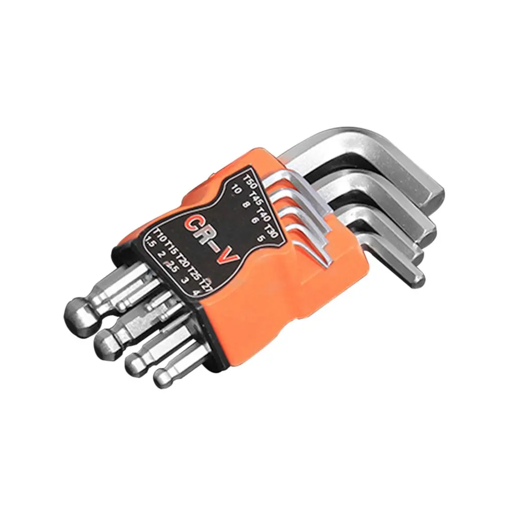 

9 Pcs Ball Head Hex Key Wrench Sets Torx L Shape Repair Tool Screwdriver Tool Set CR-V Steel Torque Spanner