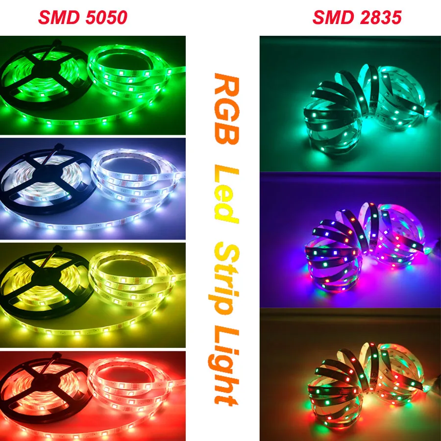5 м 10 м SMD 5050 Светодиодная лента DC12V RGB лента водонепроницаемая лента со светодиодными лампами Диодная неоновая лента гибкий светодиодный свет с контроллером адаптер