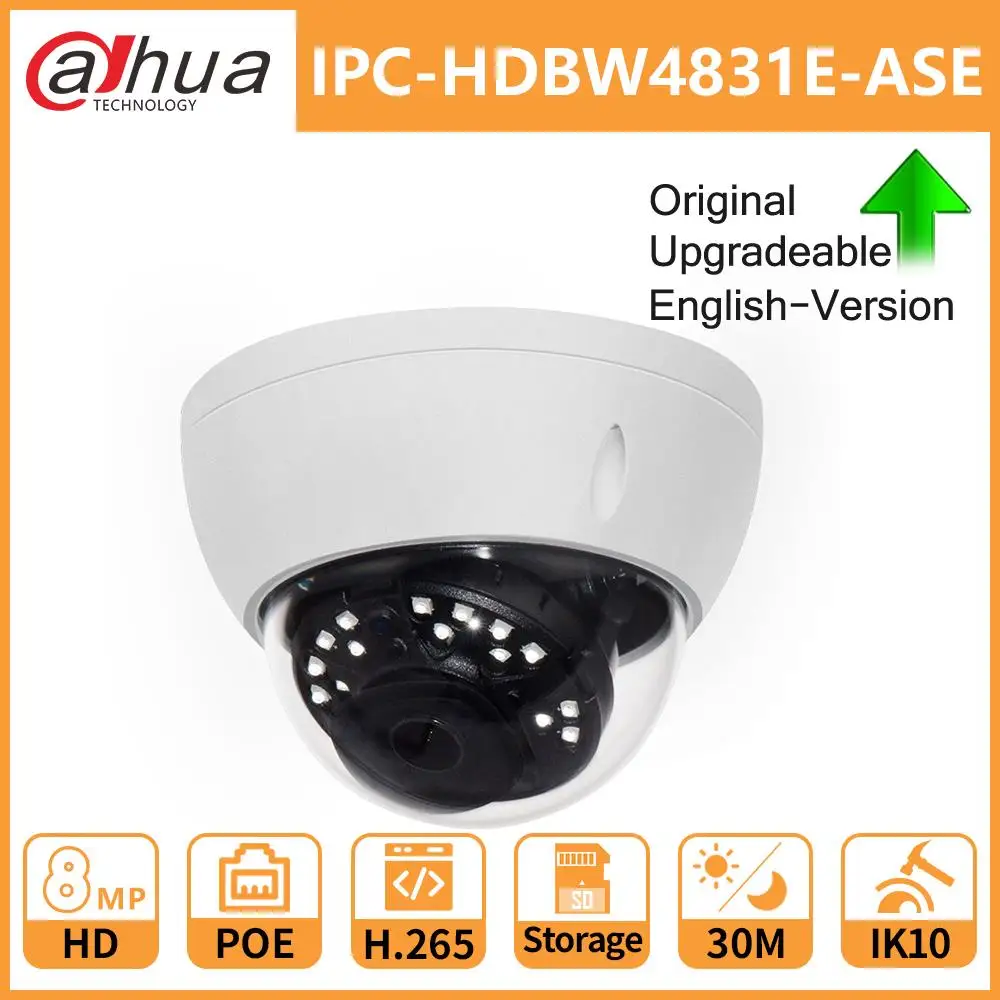 

Dahua IPC-HDBW4831E-ASE Original 8MP IP Camera Dome Indoor Home Security Camera Audio 30M IR IK10 POE DH-IPC-HDBW4831E-ASE