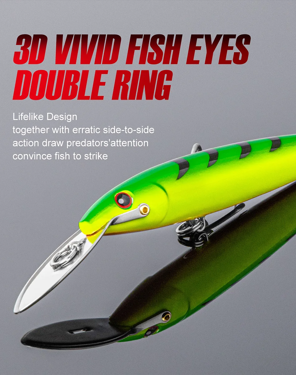 NOEBY 130 mm 225 mm schwimmende 185 mm sinkende Trolling-Minnow-Angelköder, Stahllippe, künstliche Köder für Thunfisch, Meeresangelköder – Detail 9
