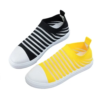 

Fashion Women's Mesh Flats 2020 Spring New Casual Slip on Yellow Travel Shoes Woman Round Head Breathable Ladies White Flat Shoe
